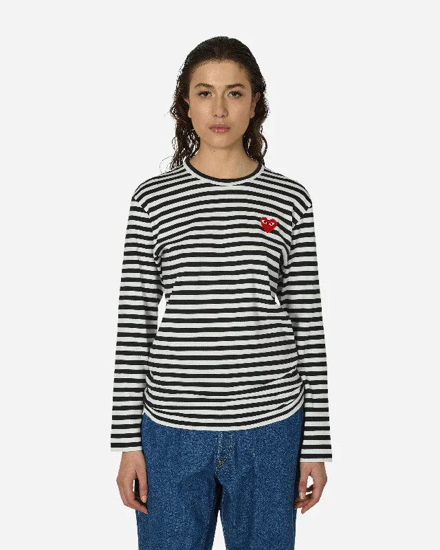 Heart Striped Longsleeve T-Shirt Black