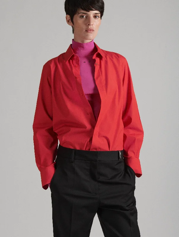 Chemise en popeline de coton rouge