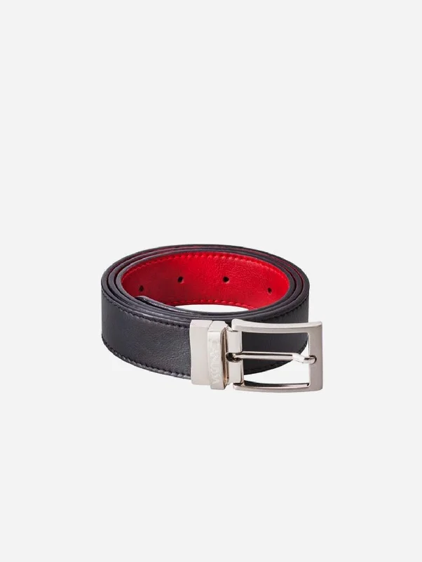 Reversible Vegan Leather Belt | Black & Red